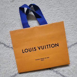 Louis Vuitton Orange Paper Gift Bag with Blue Cloth Handles